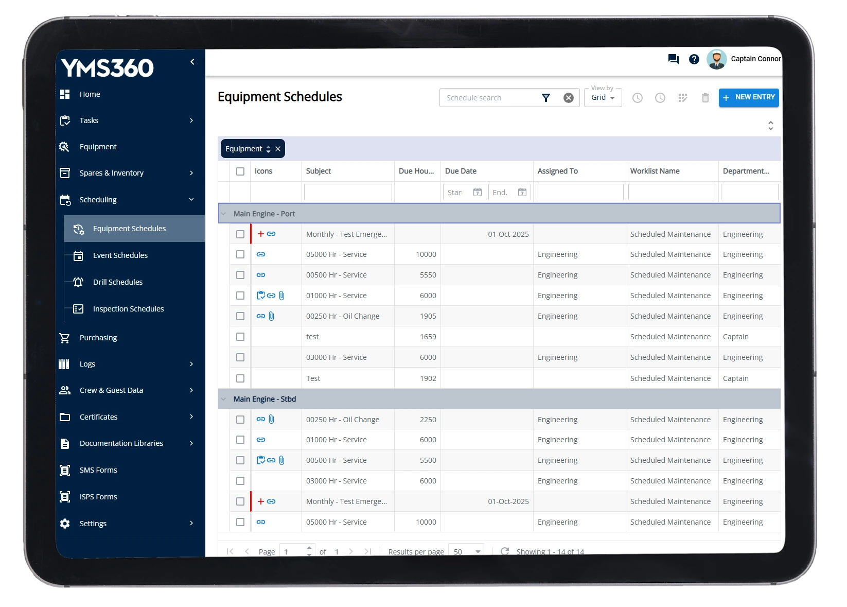 YMS360 Planned Maintenance Scheduling